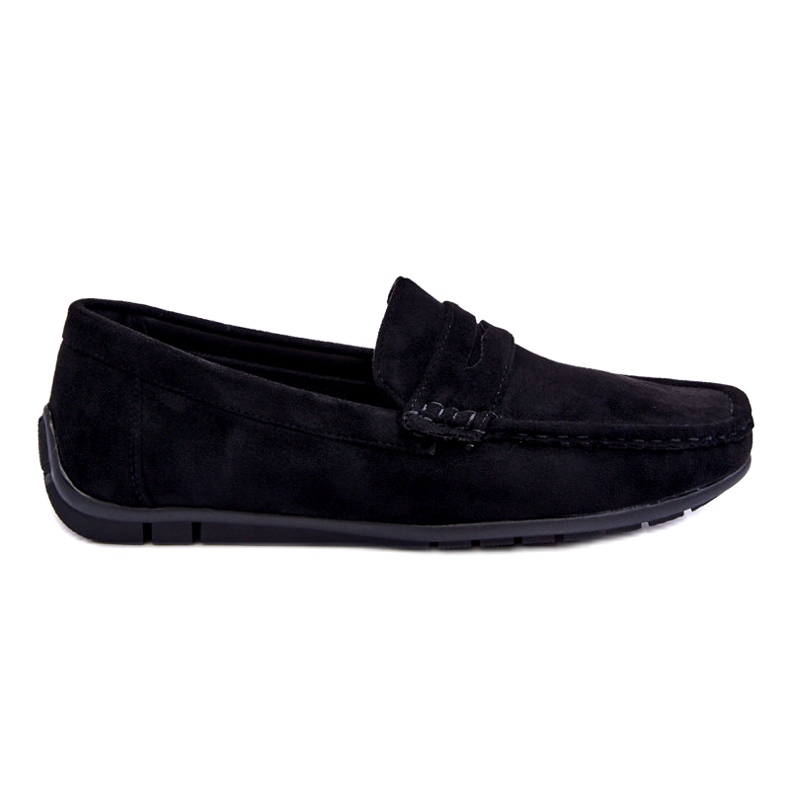 Confly Suades de camurça masculina mocassins preto