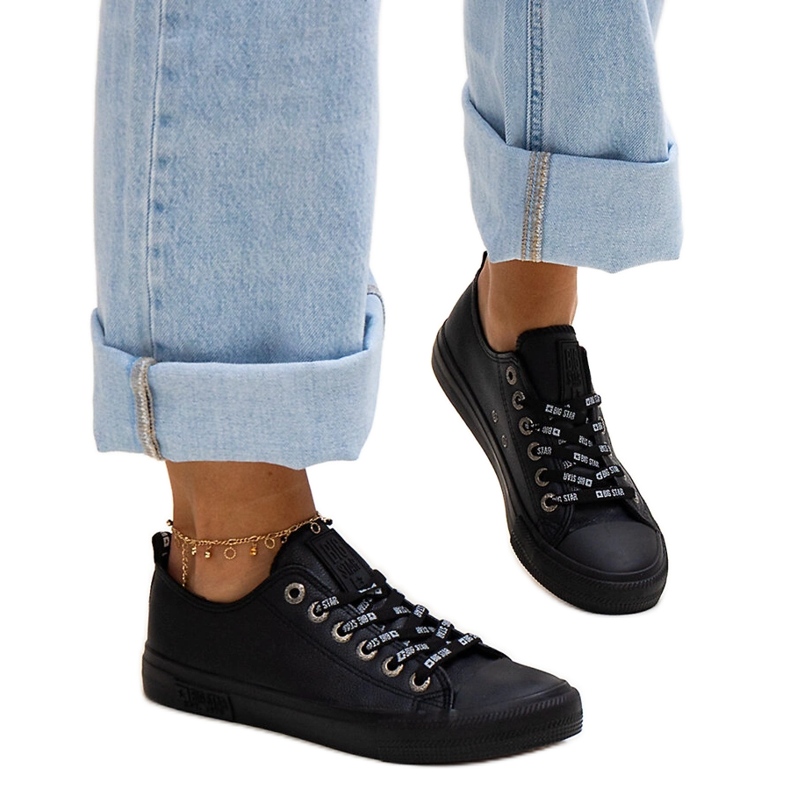 Tênis preto de couro ecológico Big Star KK274106