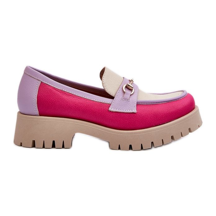 Mocassins femininos de couro Zazoo 3475, bege multicolorido