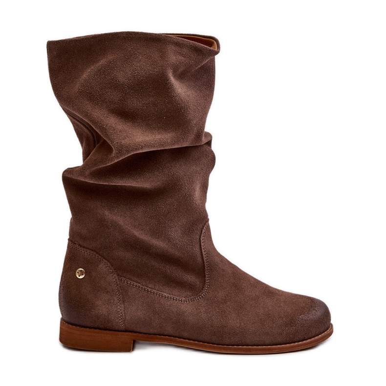 Botas femininas de camurça Maciejka 05057-14 marrom castanho