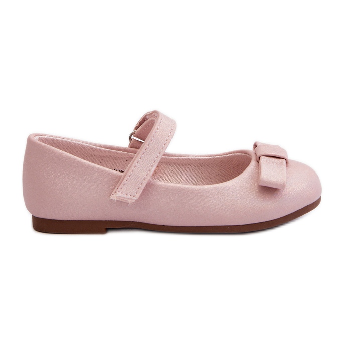 Bailarina infantil brilhante com laço de velcro, Fiorelle rosa