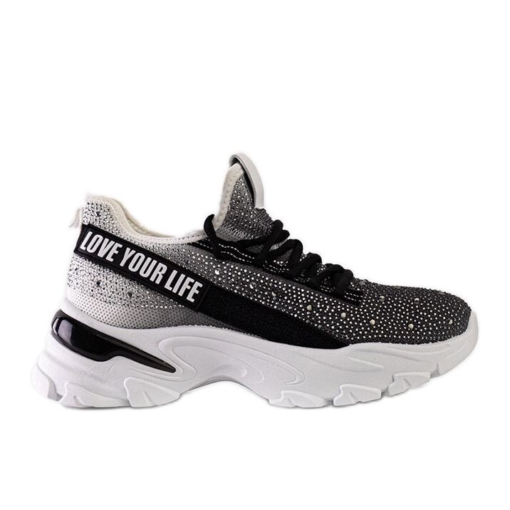 Tênis maciço branco e cinza brilhante do Senai preto