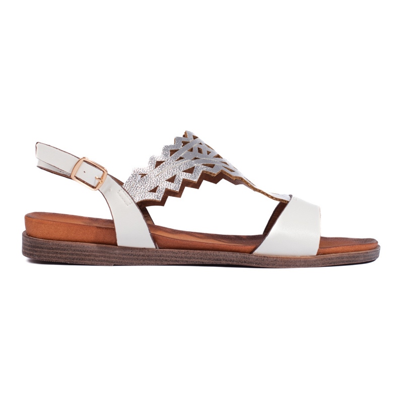 Sandálias femininas vazadas brancas e prateadas de Sergio Leone branco