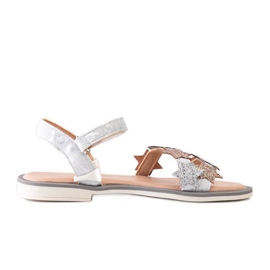 Miss Sandálias infantis Charisa cinza com estrelas brilhantes prata