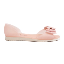 Sapatilhas femininas de borracha com laço, rosa claro Georia