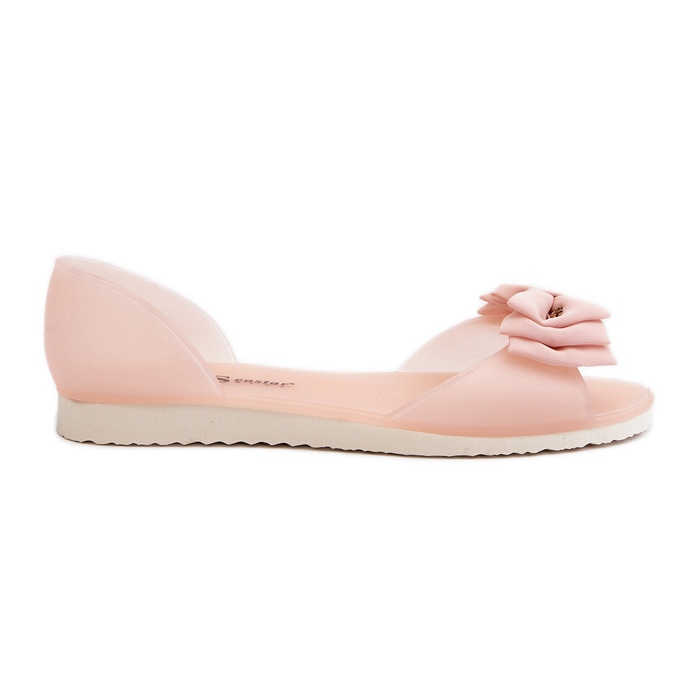 Sapatilhas femininas de borracha com laço, rosa claro Georia