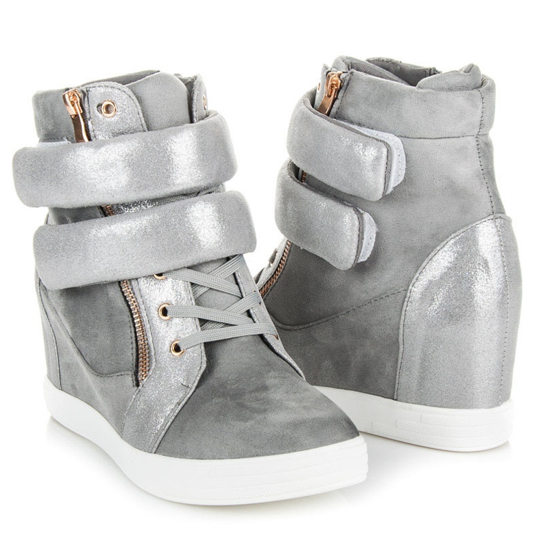 Tênis de velcro da moda cinza