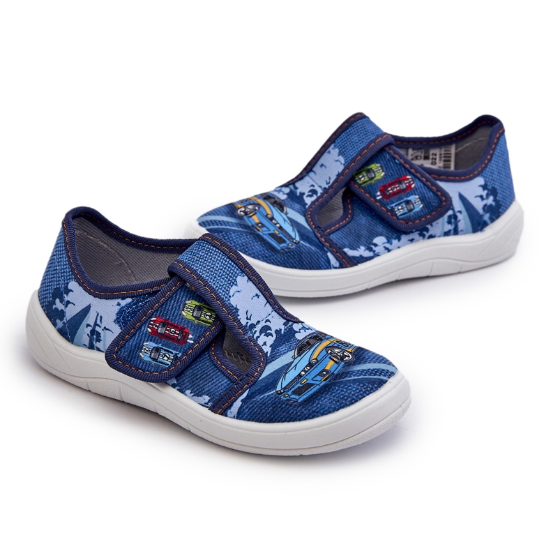 Chinelos infantis de velcro Befado 911X022 Azul