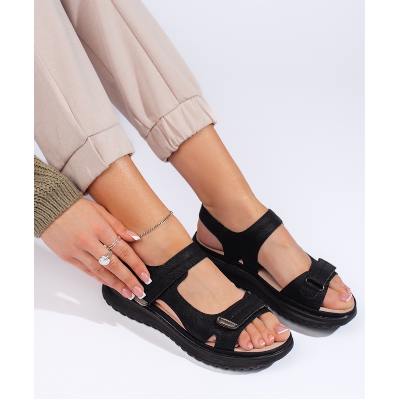 Sandálias esportivas femininas, pretas preto