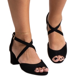 Sandálias de salto alto com palmilha de couro Kourin preto