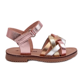 Sandálias Infantis Feitas Com Velcro Com Alças Entrelaçadas Multicolor Dianttha rosa