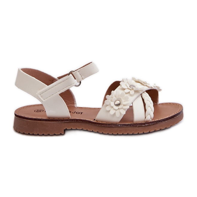 Sandálias infantis com fecho de velcro e flores, brancas Nestalee branco