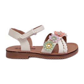 Sandálias infantis com fecho de velcro e flores, brancas Nestalee branco