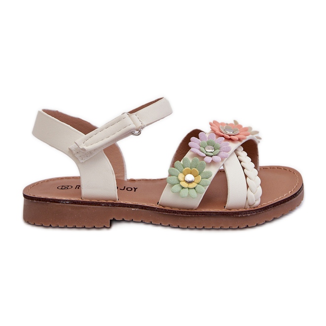 Sandálias infantis com fecho de velcro e flores, brancas Nestalee branco