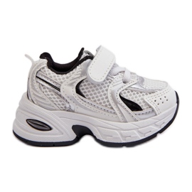 Tênis infantil com velcro branco e preto Ephona