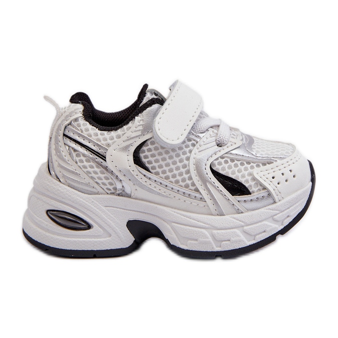 Tênis infantil com velcro branco e preto Ephona