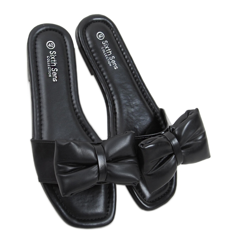 Chinelos Mili Black com laço preto