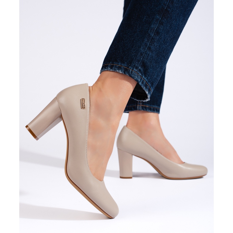 Sapatos de salto alto femininos cinza confortáveis ​​de Sergio Leone