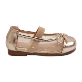 Sapatilhas infantis com laço Jellema dourado Sapatilhas infantis com laço Jellema dourado