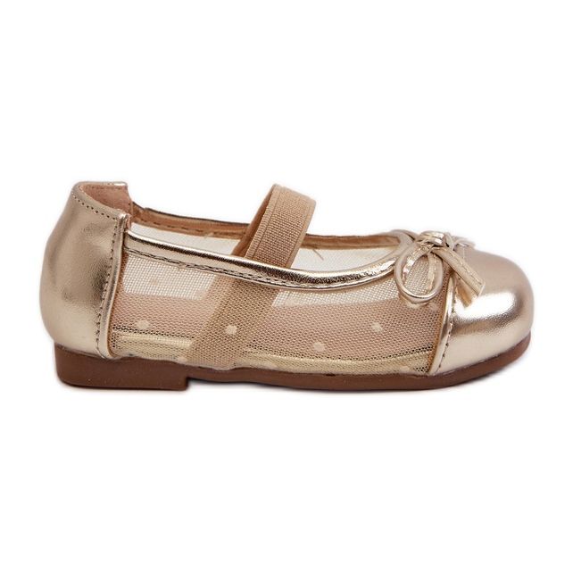 Sapatilhas infantis com laço Jellema dourado