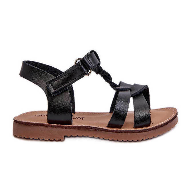 Sandálias infantis com fecho de velcro, pretas, Sarniema preto