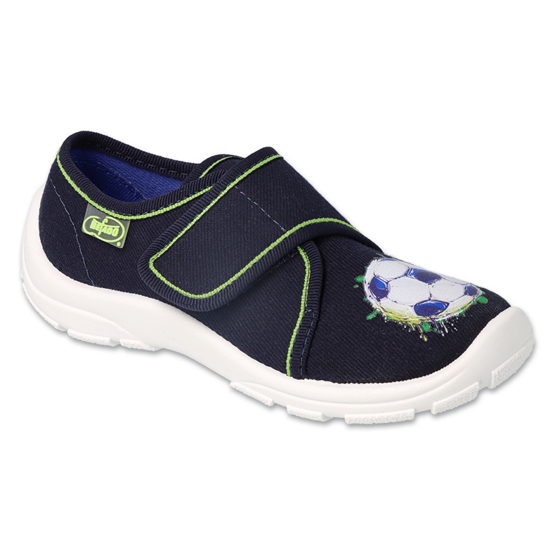 Chinelos infantis Befado com velcro 974Y534, azul marinho, com bola