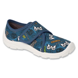Chinelos infantis Befado, velcro 974Y567, azul com estampas Chinelos infantis Befado, velcro 974Y567, azul com estampas