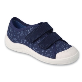 Chinelos infantis Befado com velcro 772X008 azul marinho