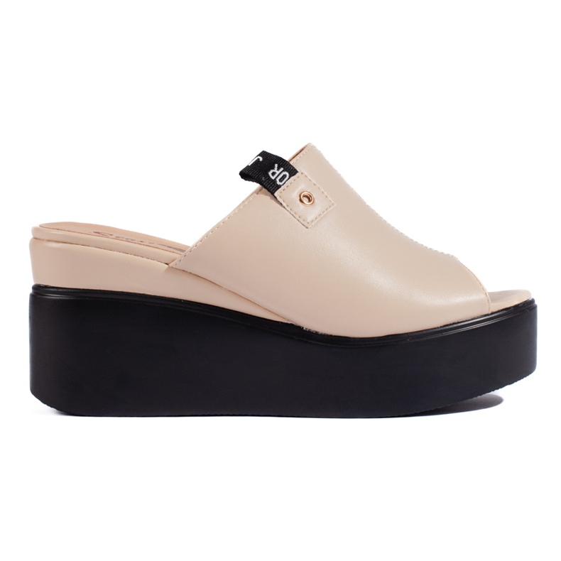 Chinelos de cunha bege