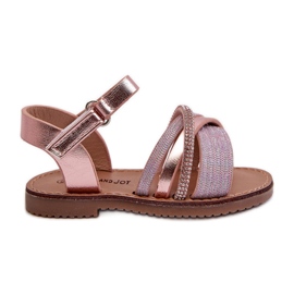 Sandálias infantis brilhantes com velcro, Delphina rosa