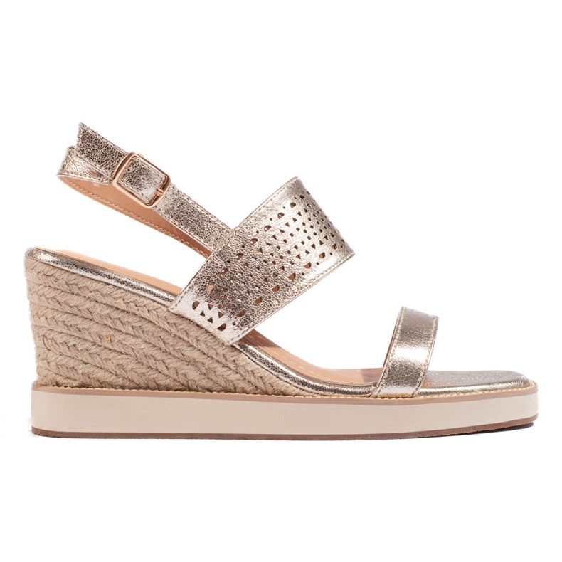 Sandálias de cunha de mulher douradas dourado