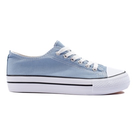 Tênis feminino clássico azul com cadarço