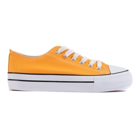 Tênis feminino clássico amarelo com cadarço