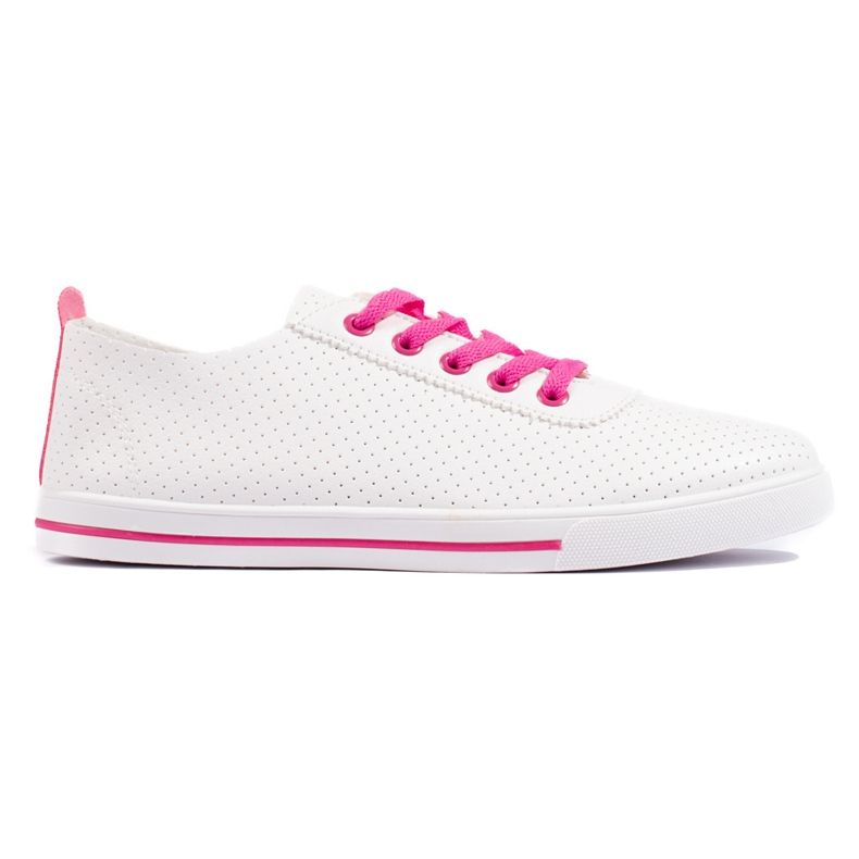Tênis feminino branco com atacadores rosa Tênis feminino branco com atacadores rosa