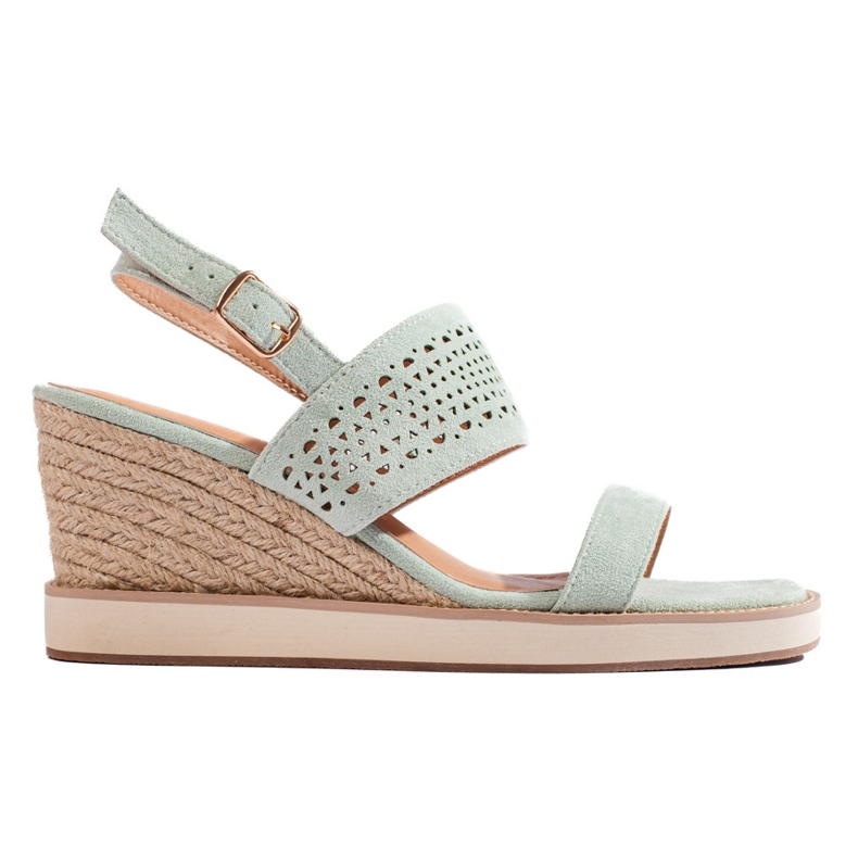 Sandálias de cunha verdes femininas