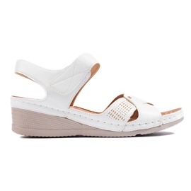 Sandálias femininas brancas com velcro branco