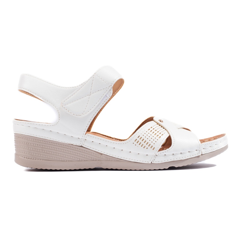 Sandálias femininas brancas com velcro branco