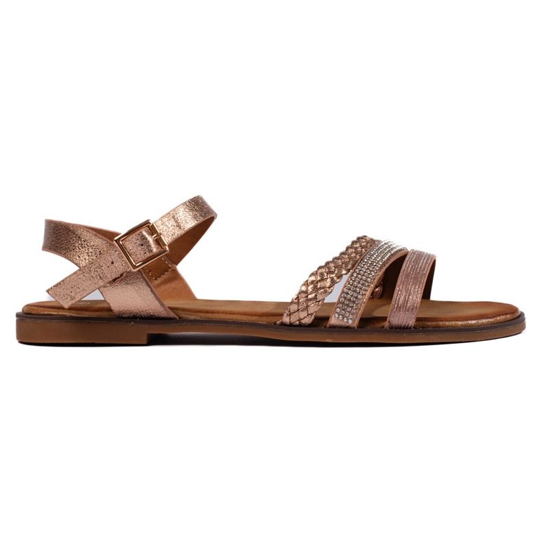 Sandálias rasteiras douradas femininas dourado