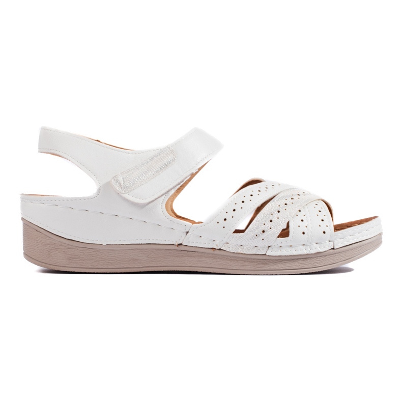 Sandálias femininas de velcro brancas branco
