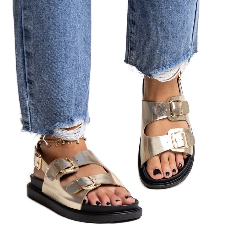 Sandálias plataforma Bashera douradas dourado