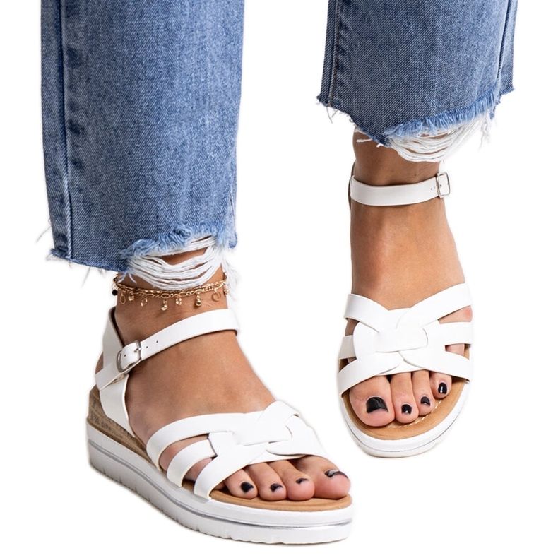 Sandálias brancas Hikma de cunha baixa branco