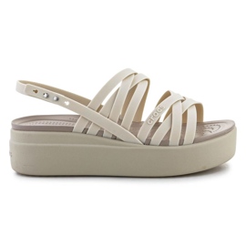 Sandálias lowwdg com tiras Crocs Brooklyn 206751-2Y2 bege