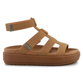 Sandálias gladiadoras de luxo Crocs Brooklyn 209557-2U3 marrom