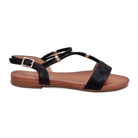 Sandálias rasteiras femininas com alças S.Barski KV27-010 pretas preto