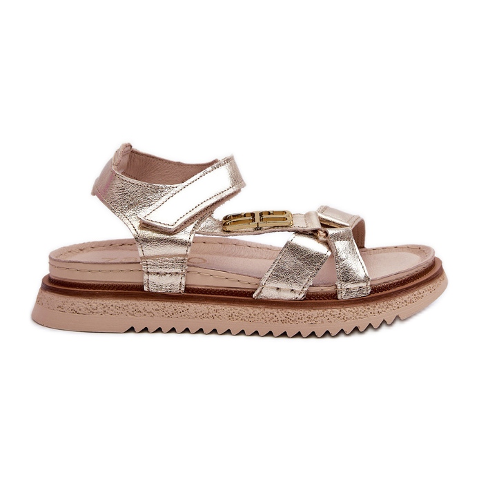 Zazoo 50103 Sandálias femininas de couro na plataforma, douradas dourado