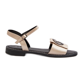 Sandálias femininas com decoração S.Barski KV27-045 douradas dourado