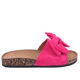 Chinelos de cortiça Keitas Fuchsia com laço rosa