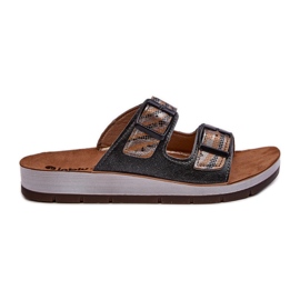 Chinelos femininos confortáveis ​​com fivelas Inblu CP000045 preto