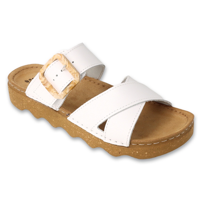 Chinelos femininos Dr.ORTO Befado, fundo de couro, 179D005, branco