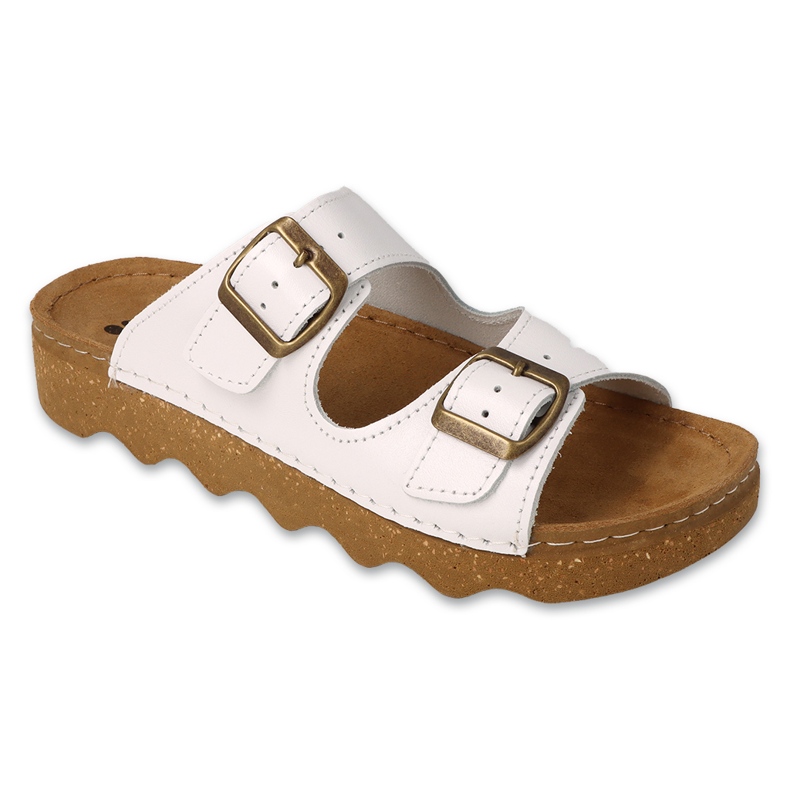 Chinelos femininos Dr.ORTO Befado com fundo de couro 179D003 branco